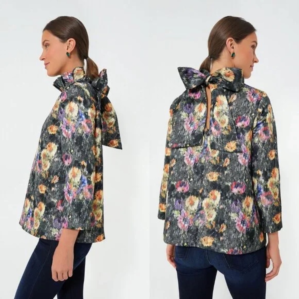 Midnight Jacquard Faye Blouse - Picture 3 of 5